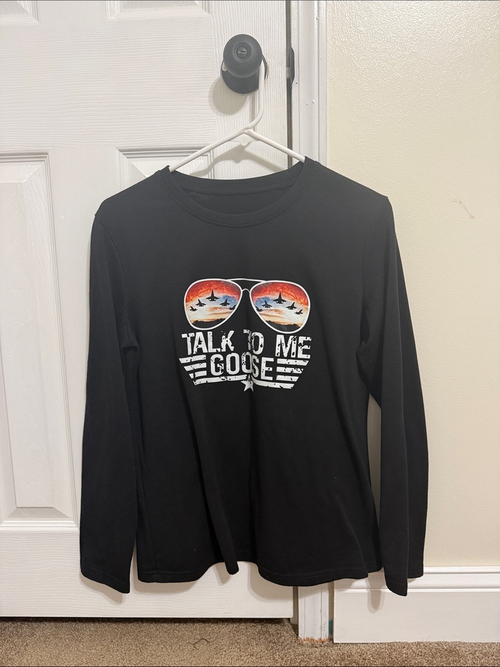 Black Long-Sleeve Graphic Tee - 'Talk To Me Goose'